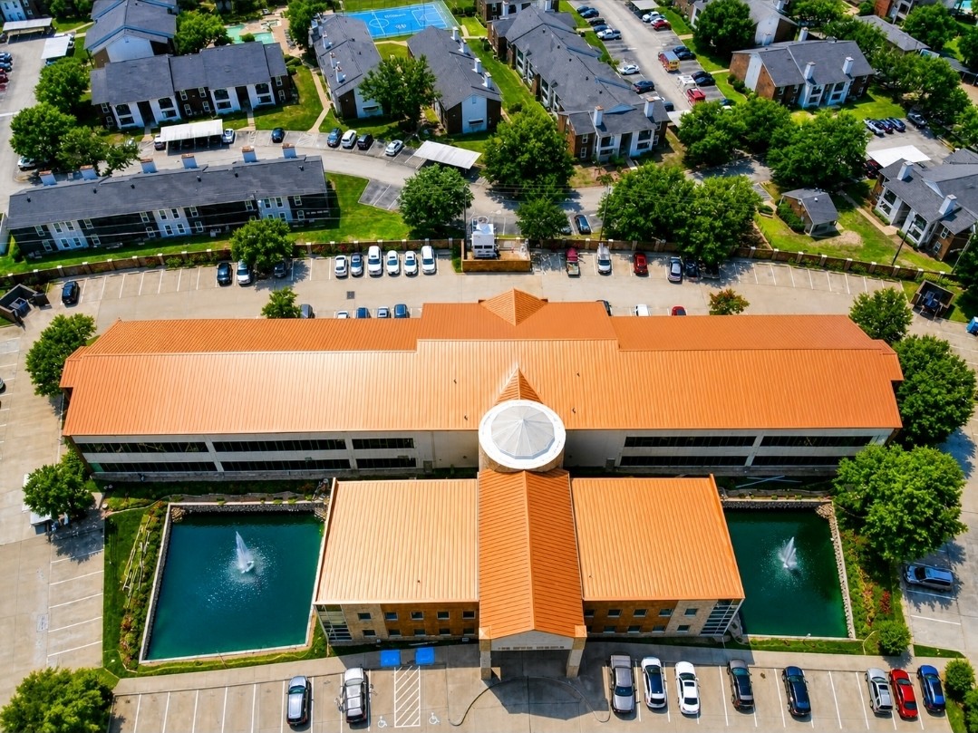 Large commercial metal roofing system in Argyle Texas
