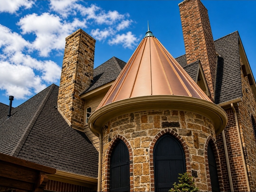 Copper standing seam turret in Argyle Texas