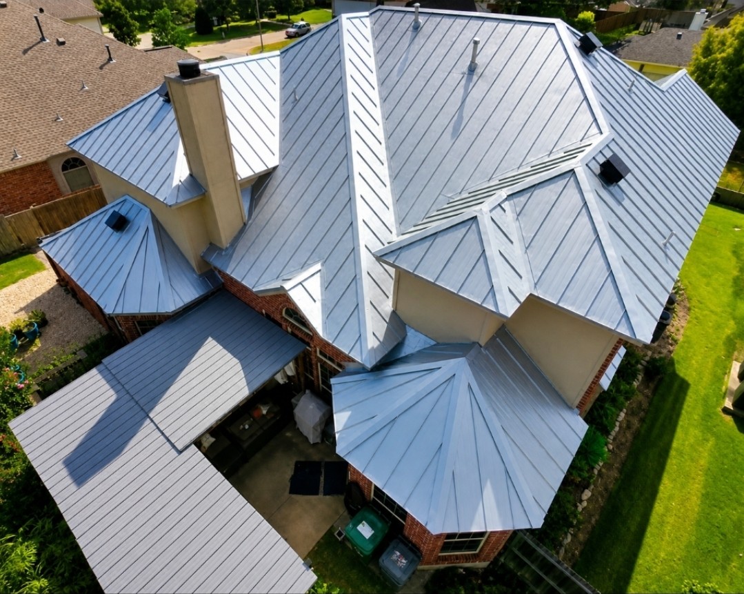 Standing seam metal roof installation in Argyle Texas