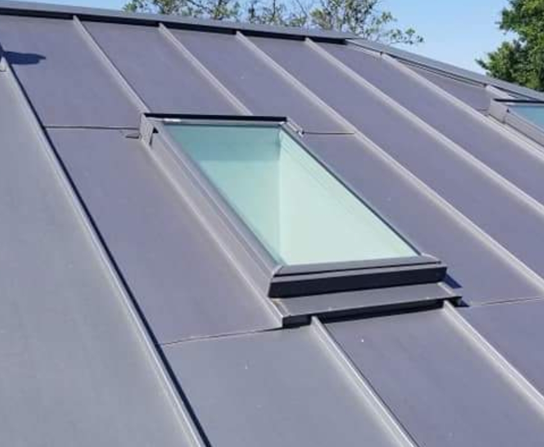 Standing seam metal roof with skylights in Argyle Texas